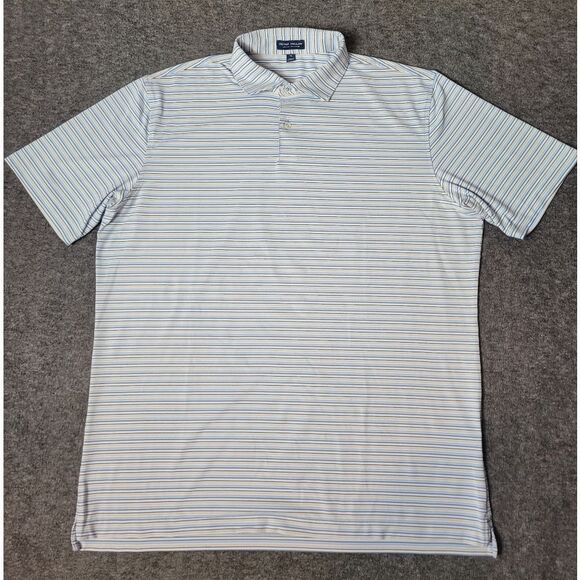Peter Millar Casely Polo Shirt Mens Sz XL Blue Stripe Short Sleeve Crown Crafted - Picture 1 of 11